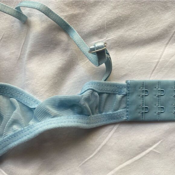 new. two-piece set in very thin embroidered tulle in blue and pink - Picture 8 of 11